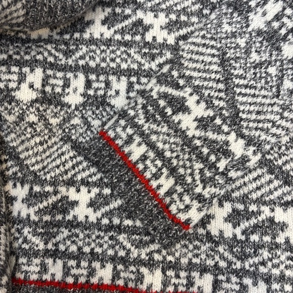 Line Helga Quarter Zip Pullover Sweater Geometric Fair Isle Alpine Gray L NEW - Picture 11 of 14